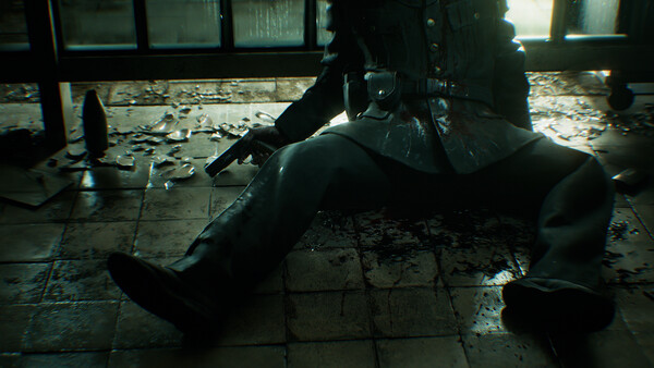 Official Resident Evil Veronica screenshot showing a corridor incident